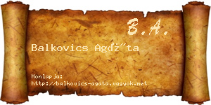 Balkovics Agáta névjegykártya